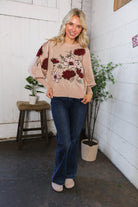 Haptics Scarlet Petals Bubble Sleeve Sweater