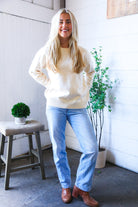 And The Why Mellow Musings Taupe Embroidered Sweater