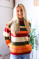 And The Why Harvest Hues Multi Stripe Sweater