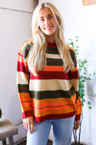 And The Why Harvest Hues Multi Stripe Sweater