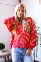 And The Why Hot Pink Multi Knitted Chenille Pullover