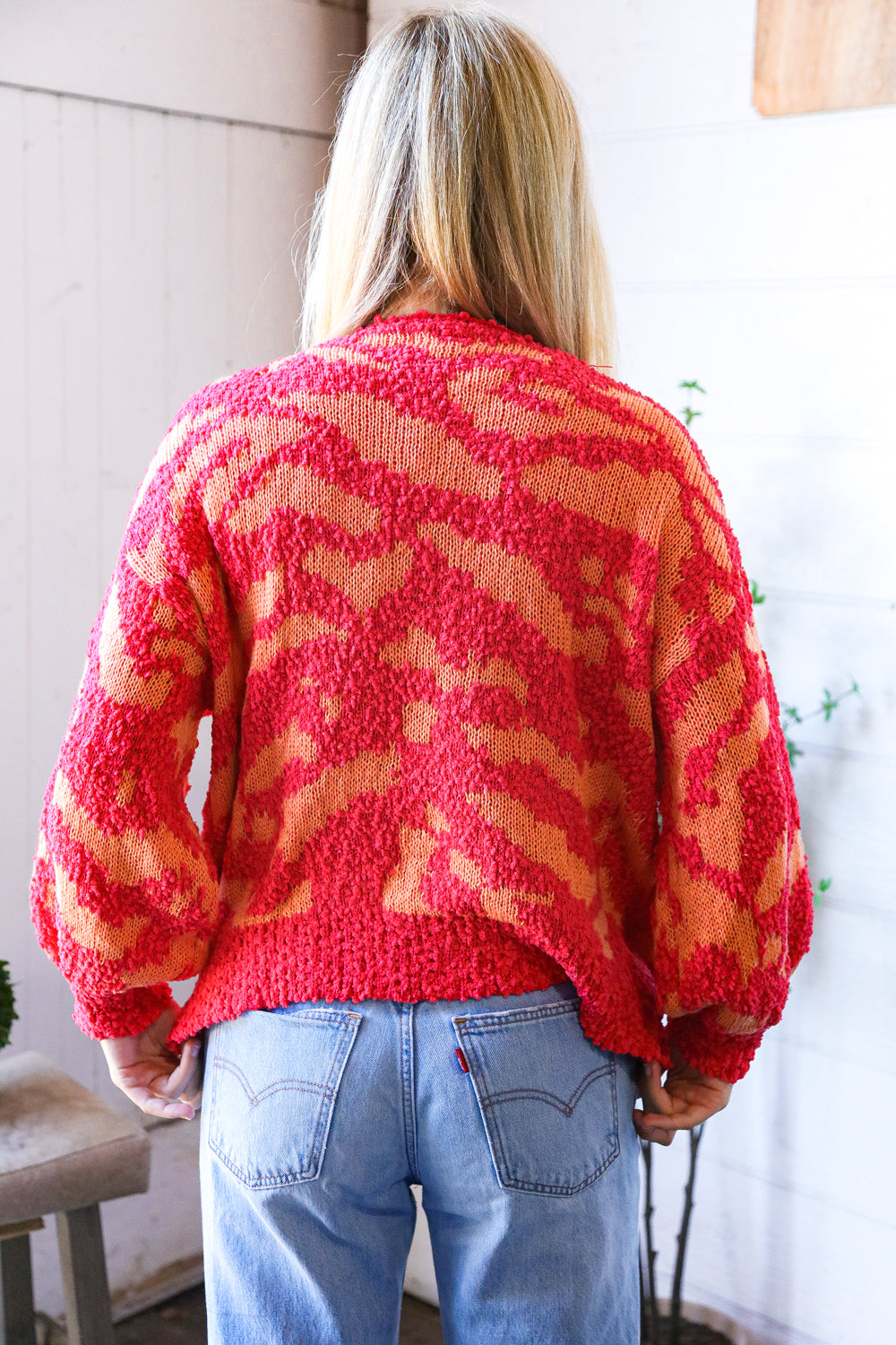And The Why Hot Pink Multi Knitted Chenille Pullover