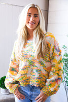 And The Why Yellow Multi Chenille Pullover