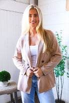 First Love Beige Double Button Blazer Large
