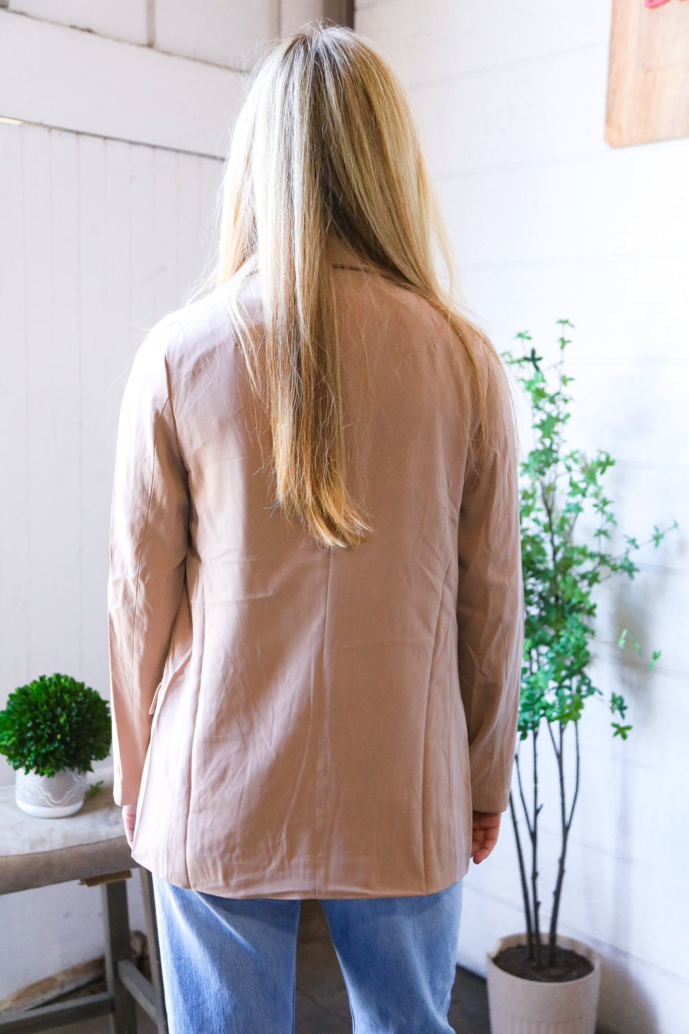 First Love Beige Double Button Blazer
