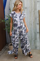 Haptics Loose Fit Camouflage French Terry Jumpsuit with Side Pockets