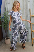 Haptics Loose Fit Camouflage French Terry Jumpsuit with Side Pockets