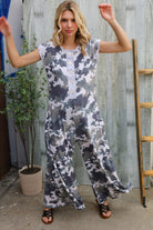 Haptics Loose Fit Camouflage French Terry Jumpsuit with Side Pockets
