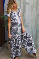 Haptics Loose Fit Camouflage French Terry Jumpsuit with Side Pockets
