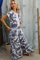 Haptics Loose Fit Camouflage French Terry Jumpsuit with Side Pockets