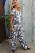 Haptics Loose Fit Camouflage French Terry Jumpsuit with Side Pockets