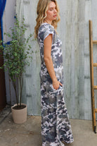 Haptics Loose Fit Camouflage French Terry Jumpsuit with Side Pockets