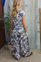 Haptics Loose Fit Camouflage French Terry Jumpsuit with Side Pockets