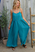 Haptics Azure Blue Loose Fit Front Bib Sleeveless Jumpsuit