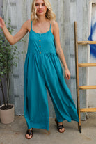 Haptics Azure Blue Loose Fit Front Bib Sleeveless Jumpsuit