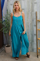 Haptics Azure Blue Loose Fit Front Bib Sleeveless Jumpsuit