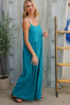 Haptics Azure Blue Loose Fit Front Bib Sleeveless Jumpsuit