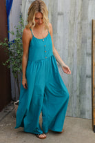Haptics Azure Blue Loose Fit Front Bib Sleeveless Jumpsuit