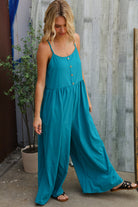 Haptics Azure Blue Loose Fit Front Bib Sleeveless Jumpsuit