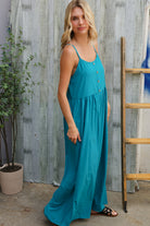 Haptics Azure Blue Loose Fit Front Bib Sleeveless Jumpsuit