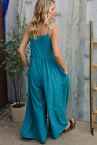 Haptics Azure Blue Loose Fit Front Bib Sleeveless Jumpsuit