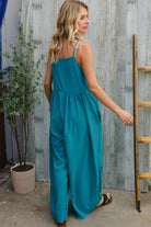 Haptics Azure Blue Loose Fit Front Bib Sleeveless Jumpsuit