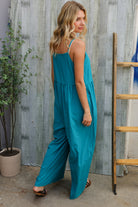 Haptics Azure Blue Loose Fit Front Bib Sleeveless Jumpsuit