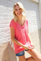 First Love Coral Relaxed Fit Jacquard Knitted Top