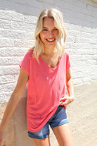 First Love Coral Relaxed Fit Jacquard Knitted Top