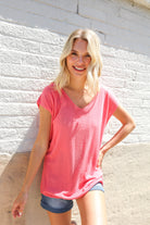 First Love Coral Relaxed Fit Jacquard Knitted Top
