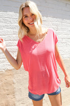 First Love Coral Relaxed Fit Jacquard Knitted Top