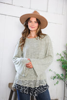 And The Why Lace Leopard Trim Sweater