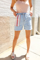 Raw Edge - Haptics High Rise Stars & Stripes Pocket Drawstring Shorts