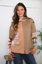 And The Why Color Block Tribal Long Sleeve Hoodie