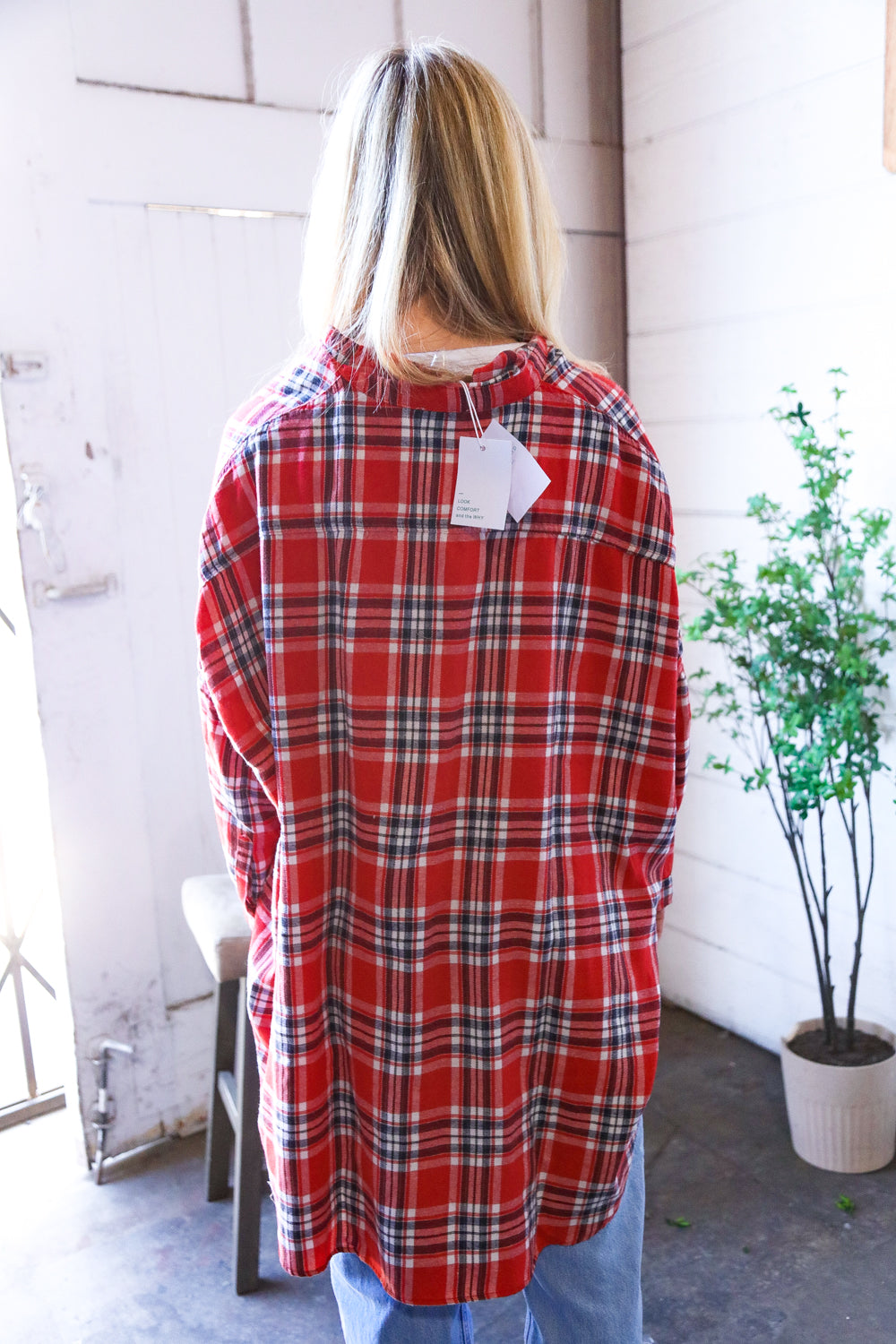 And The Why Relaxed Fit Red Multi Flannel Button-Up