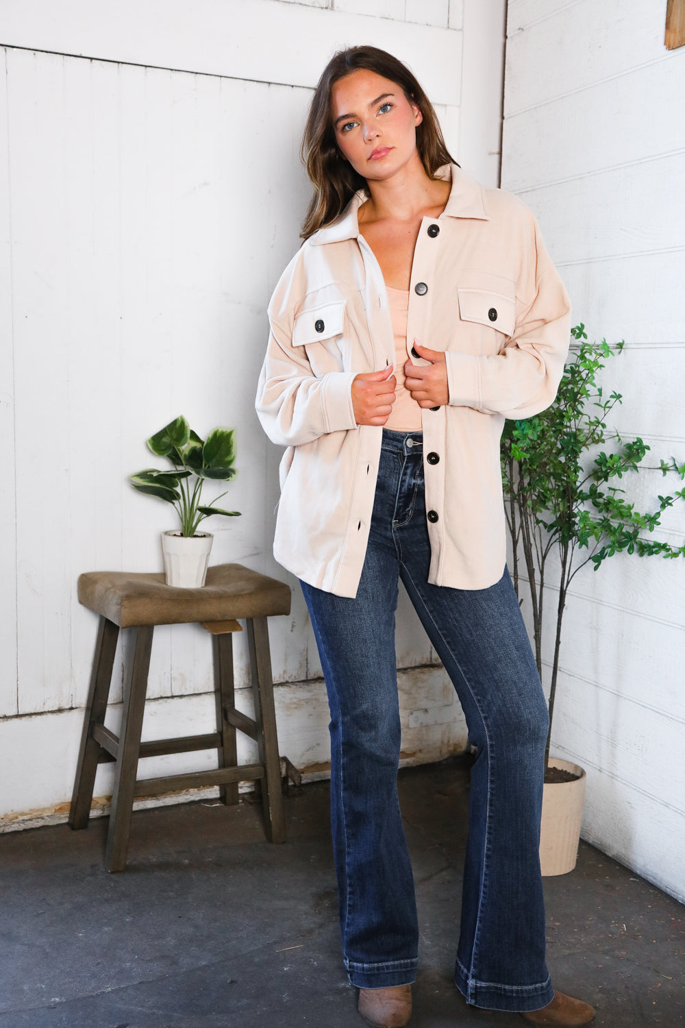 First Love Oversized Taupe Shacket