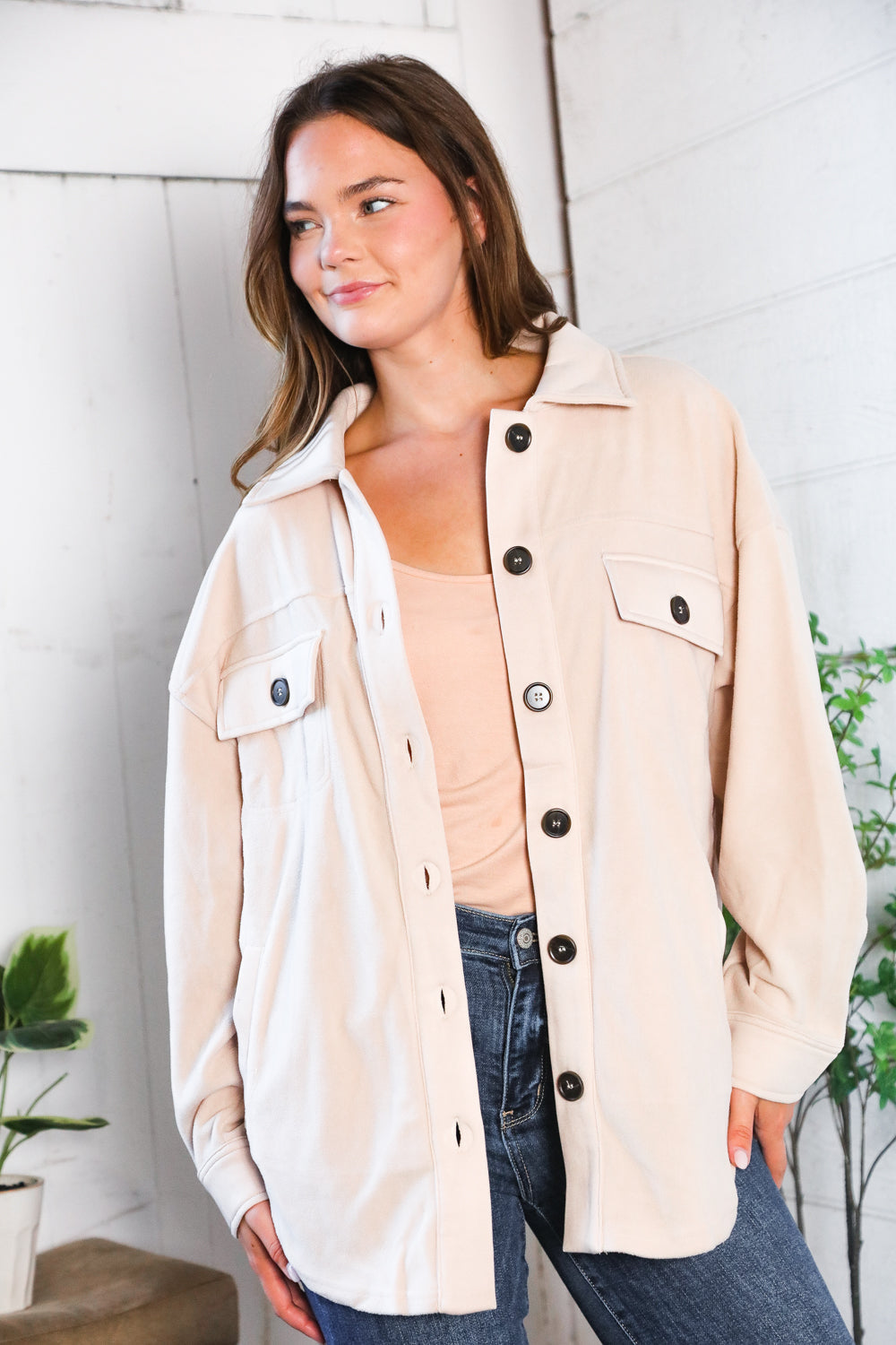 First Love Oversized Taupe Shacket