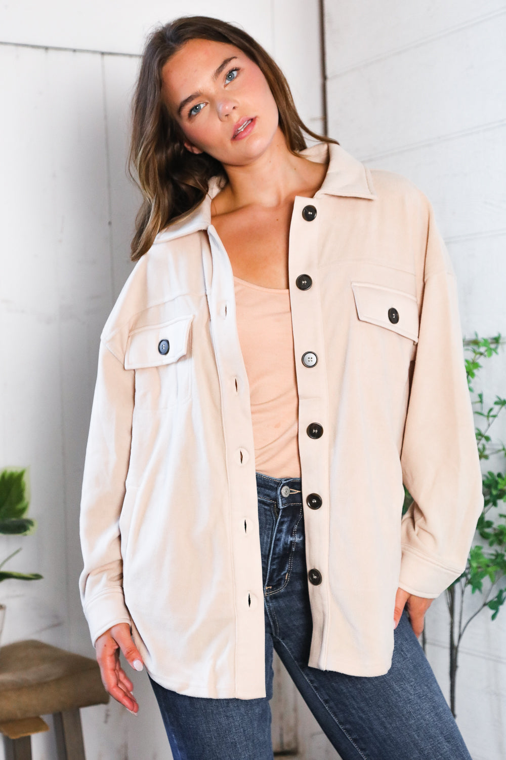 First Love Oversized Taupe Shacket