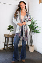 Haptics Fireside Fringe Multi Color Cardigan