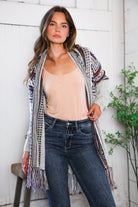 Haptics Fireside Fringe Multi Color Cardigan