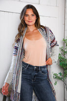 Haptics Fireside Fringe Multi Color Cardigan