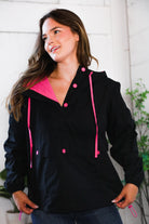 And The Why Pink and Black Hooded Jacket
