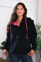 And The Why Pink and Black Hooded Jacket