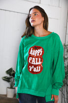 Fantastic Fawn 'Happy Fall Y'all' Kelly Green Sweater