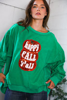 Fantastic Fawn 'Happy Fall Y'all' Kelly Green Sweater