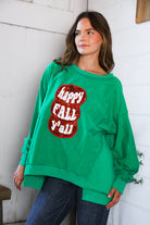 Fantastic Fawn 'Happy Fall Y'all' Kelly Green Sweater
