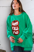 Fantastic Fawn 'Happy Fall Y'all' Kelly Green Sweater