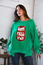 Fantastic Fawn 'Happy Fall Y'all' Kelly Green Sweater
