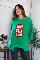 Fantastic Fawn 'Happy Fall Y'all' Kelly Green Sweater