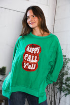 Fantastic Fawn 'Happy Fall Y'all' Kelly Green Sweater